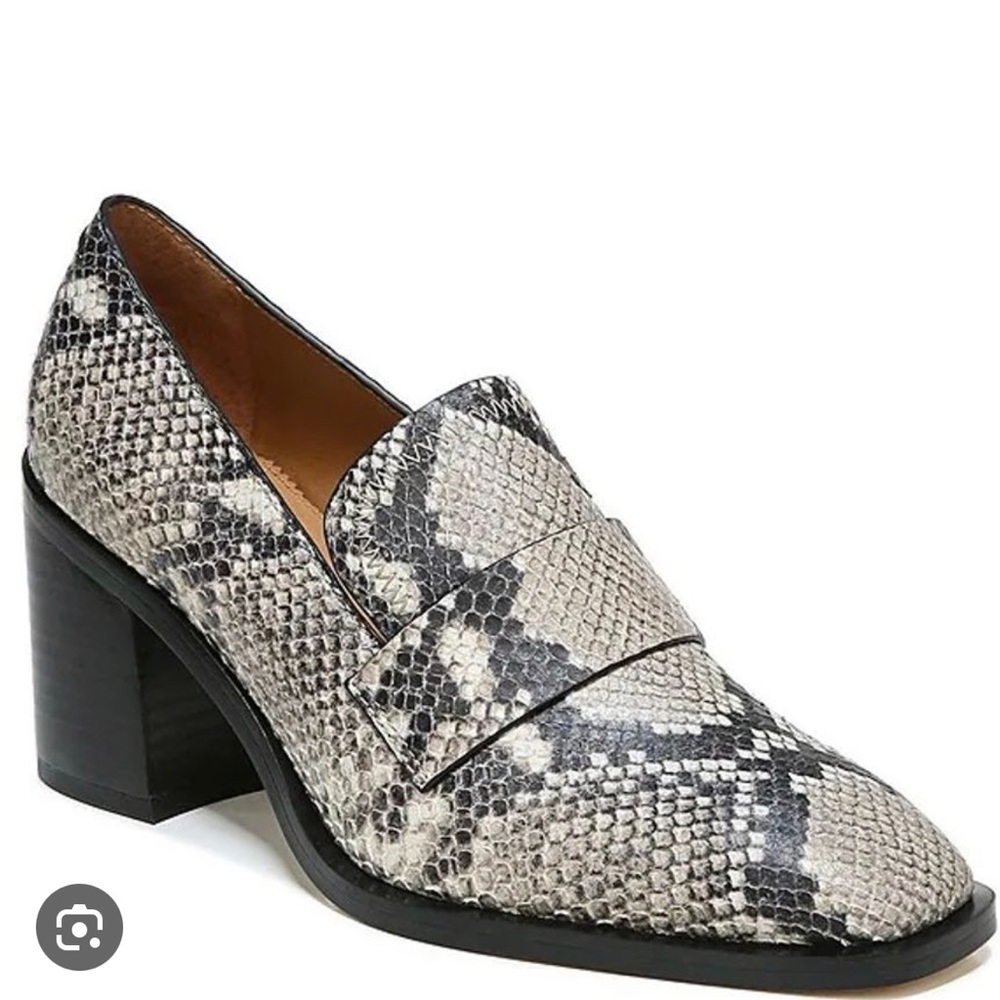 Sarto Snakeskin Heeled Loafers